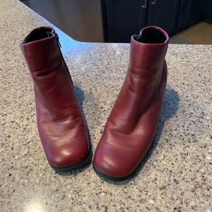 Red leather boots